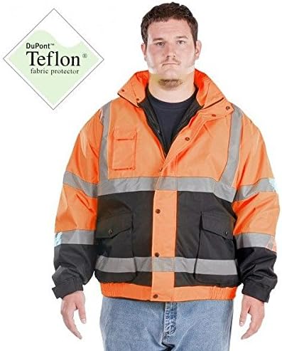 Utility ProWear High Visibility Bomber Jacket Class 3, Orange/Black Bottom, LARGE