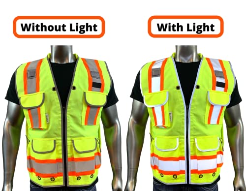 Rexzus A Reflective Safety Vest For Mens Class 2 Heavy Woven Two Tone Engineer Hi Viz Safety Vest 3M Tape (Yellow, X-Large) #TOP3
