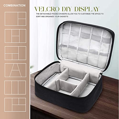 House of Quirk Polyester Electronics Accessories Organizer Bag, Universal Carry Travel Gadget Bag For Cables, Plug And More, Perfect Size Fits For Pad Phone Charger Hard Disk - Black 7 51ELY1lF+3L
