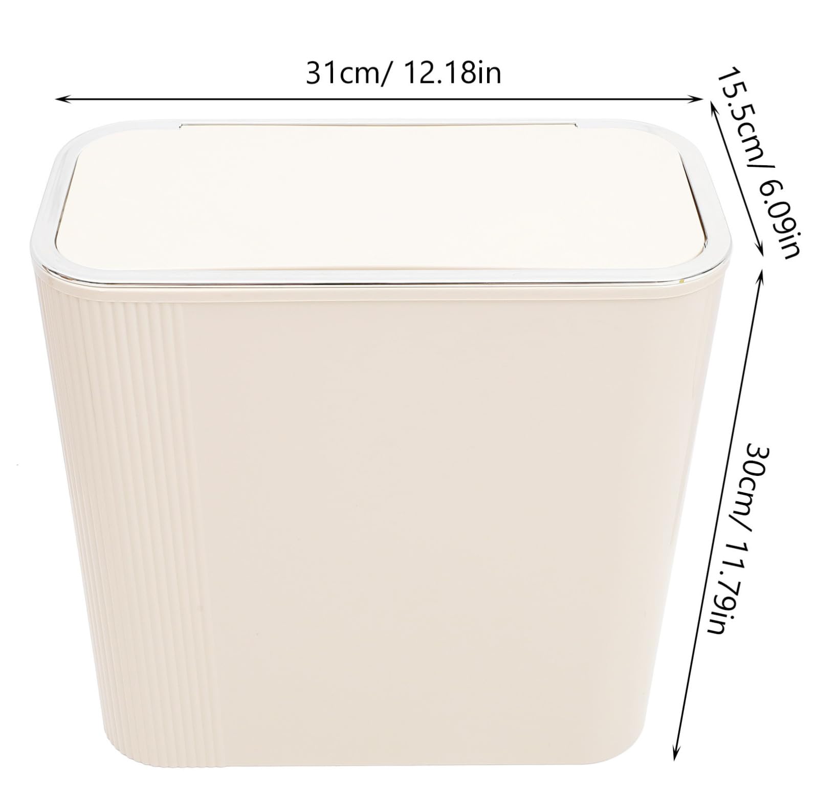 Cestino per Rifiuti in Pet con Coperchio per Ufficio e Camera da Letto, Contenitore Spazzatura Beige Riutilizzabile per Interni