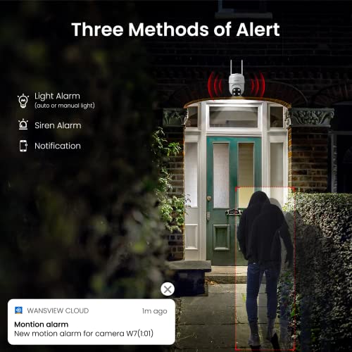 Wansview 2K Outdoor Security Cameras - 2.4G WiFi, Color Night Vision, 24/7 SD Card Storage (2-Pack)