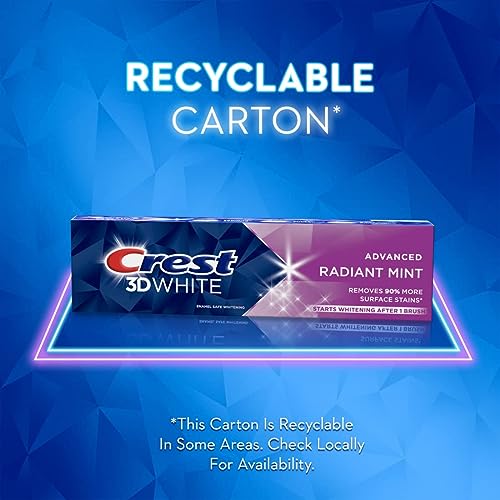 Image of Crest 3D White Radiant Mint, Teeth Whitening Toothpaste, 3.8 oz, Pack of 2