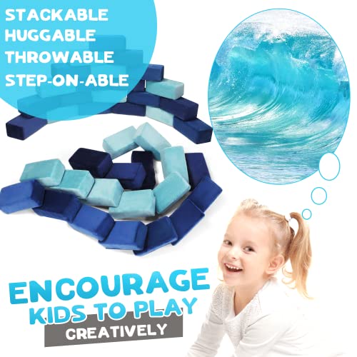 Image of The Original Premium Plush Building Block for Kids - Certified Safe Foam Blocks in Luxuriously Soft Fabric Covers (Ocean, Blocks)