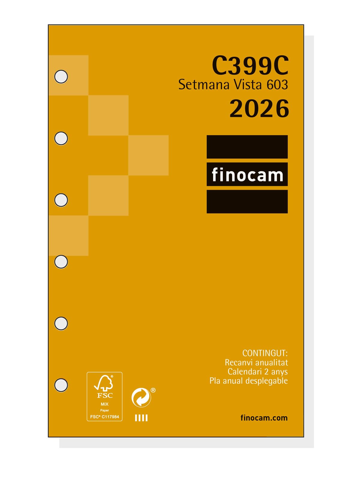 Finocam - Annual Refill Classic 2026 Week Horizontal View January 2026 - December 2026 (12 months) Catalan
