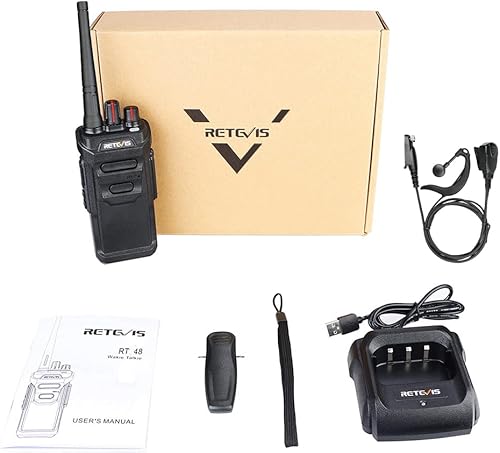 Miniatura 9 de Retevis RT48 IP67 Walkie Talkie impermeable, radio de 2 vías resistente con auricular, grado militar, resistente, Squelch, VOX, alarma SOS, radio