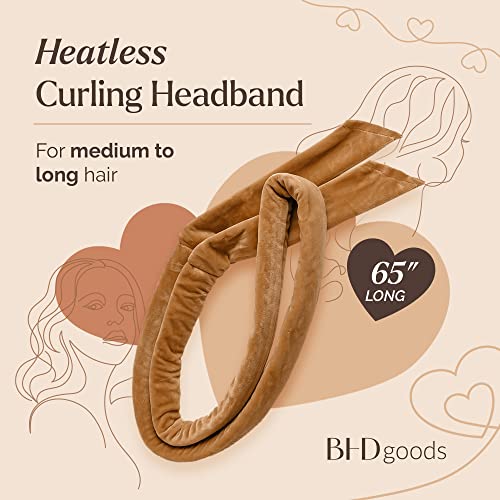 BHDgoods - No Heat Overnight Curlers, Heatless Curling Set, Heatless Curling Velour Headband, Non Heated Curlers Rod Ribbon Lazy Hair Curler Wrap Kit for Long Hair & Airless Spritz Bottle, 5 Piece Set (Caramel) - Image 3