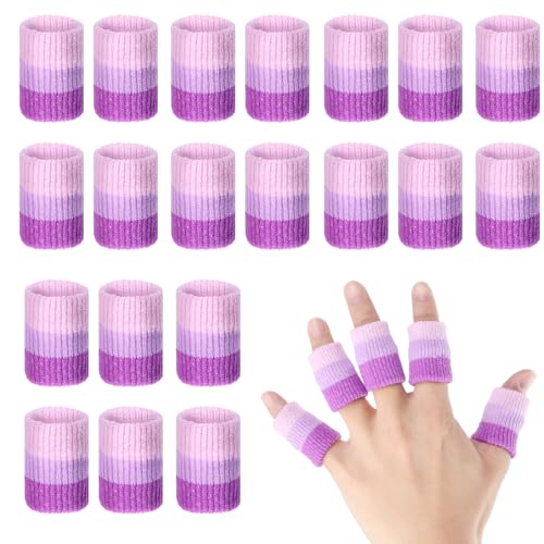Ymapinc 20 Pcs Crochet Finger Guard, Breathable and Elastic Crochet Sleeves for Fingers Protector, Soft Cushion Compression Covers for Sewing Writing Finger Tips
