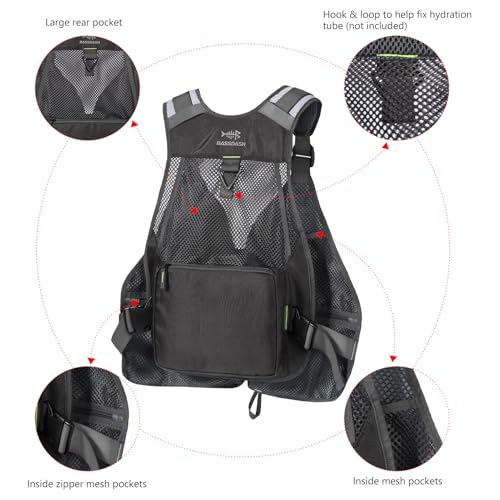 Image of BASSDASH Strap Fishing Vest Adjustable for Men and Women, for Fly Bass Fishing and Outdoor Activities