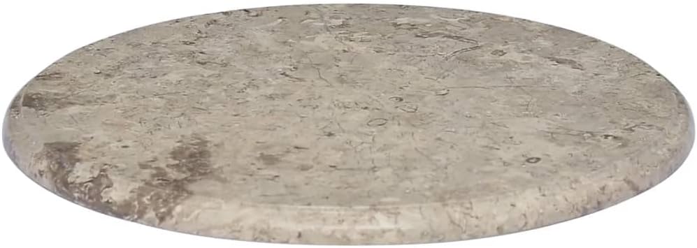 vidaXL Table Top Grey Marble 20 in Diameter Durable Table Top Round