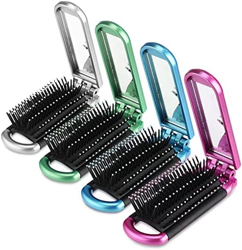 Amazon.com : PAFUWEI 4 Pcs Folding Hair Brush with Mirror Portable Mini ...