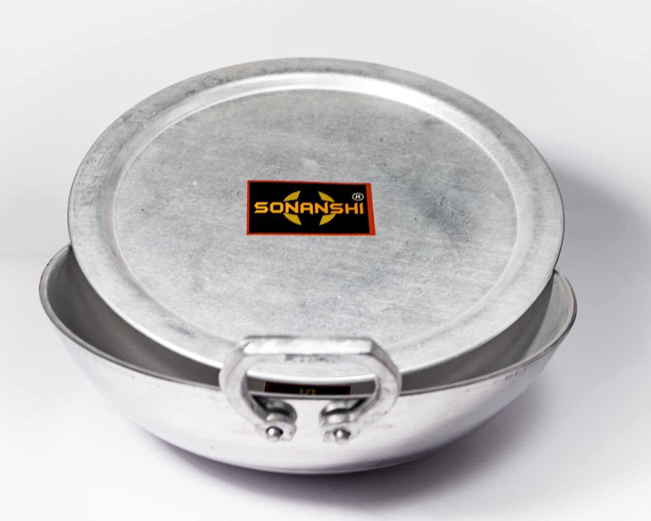 Sonanshi Aluminium Kadai/Frying Pan for Cooking/Tadka/Frying with LID (12 Inch Dia)