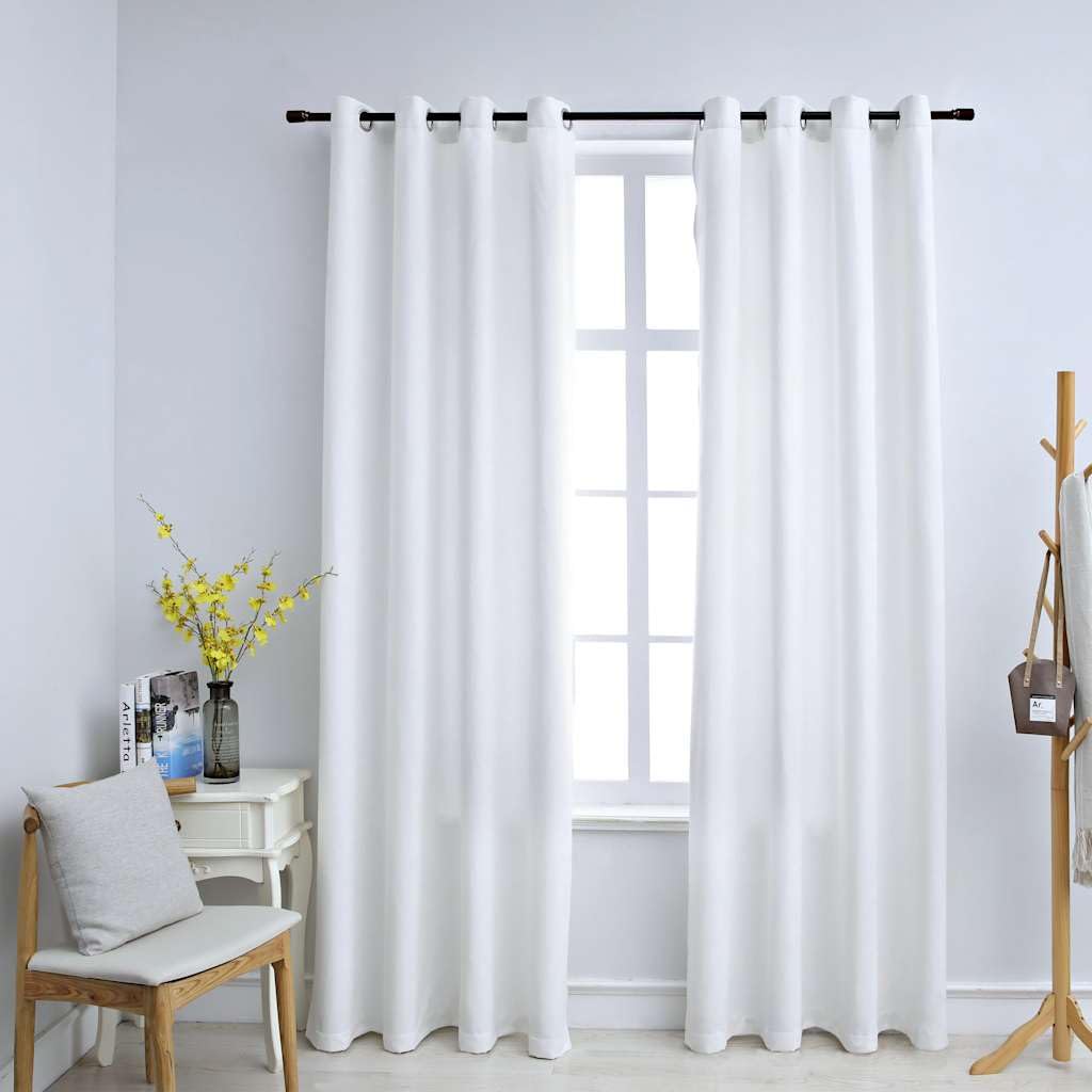 Eleganti tende con anelli in metallo per soggiorno, camera da letto, ufficio, set da 2 pezzi, effetto pelle scamosciata, poliestere, lavabile, design senza tempo