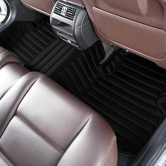 Image of 10D Car Foot Mat for Mercedes Benz eqs450 | Black | Premium Luxury Leather | Double Layered | Waterproof | Washable | Custom Fit |Antislip | Detachable Grass | Car Floor Mat
