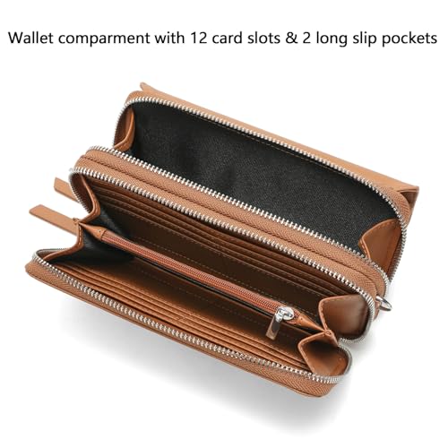 Image of Lanyani RFID Crossbody Wallet Wristlet Purse with Phone Pocket For Women Vegan Leather