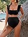OYOANGLE Women's 2 Piece Maternity Bikini Sets Square Neck High Waist Swimsuit Summer Casual Bathing Suit Black Small