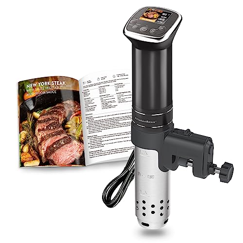 KitchenBoss Sous Vide Cooker Ultra-Quiet: Color LCD Recipes IPX7 Waterproof Circulator Cooker Brushless DC Motor 1100 Watts Immersion Circulator Include Sous Vide Cookbook KitchenBoss Sous Vide Cooker Ultra-Quiet: Color LCD Recipes IPX7 Waterproof Circulator Cooker Brushless DC Motor 1100 Watts Immersion Circulator Include Sous Vide Cookbook