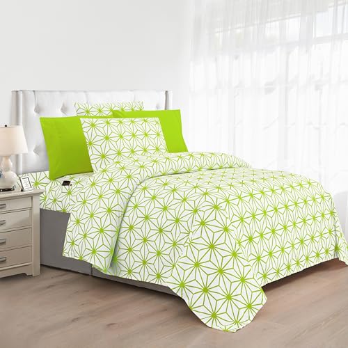 Parure de lit 4 pièces géométrique en microfibre drap housse Elegant Comfort
