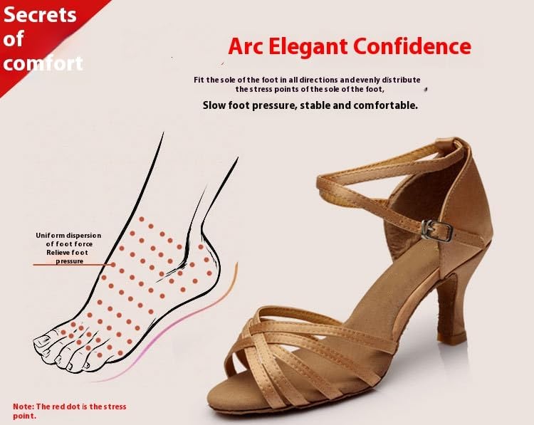 Women's Latin Dance Shoes Indoor Satin Professional Heeled Ballroom Salsa Practice Performance Tango Party Dance Shoes - Image 7