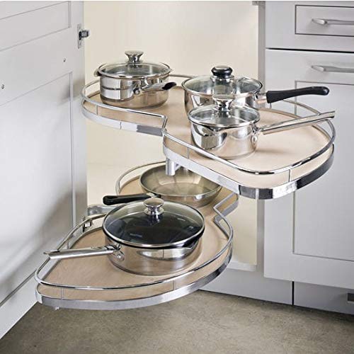 Kitchen Inventions Lemans II Set 2-Shelf Lazy Susan with Soft-Close for Blind Base Corner Cabinets (574 sq. Model 40, Tray Size: 12 , Swings Right)