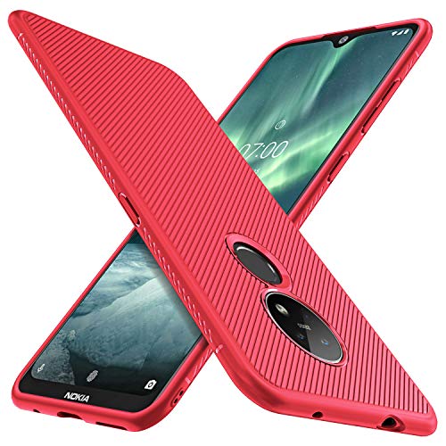 iBetter für Nokia 7.2 Hülle, für Nokia 6.2 Hülle, Ultra Thin Tasche Cover Silikon Handyhülle Stoßfest Case Schutzhülle Shock Absorption Backcover Hüllen passt für Nokia 7.2 Smartphone (Rot)