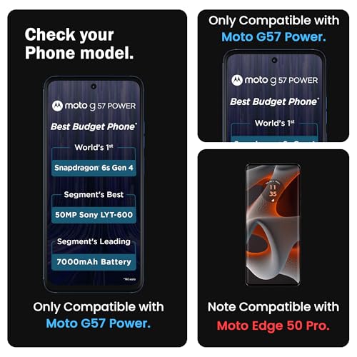 Image of FIRST MART Tempered Glass Screen Protector for Motorola G57 Power /Moto G67 Power - Full-Glue Screen Guard, 3D Edge to Edge, HD Clear, Bubble-Free, Case-Friendly, Black, Pack of 2