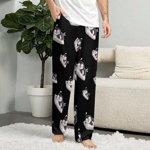 Cute Penguin Sleeping Pajama Pants with Pockets Print Loungewear Bottoms Soft Sleep Pants for Men Women4