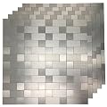Art3d 10-Pack Self-Adhesive Metal Backsplash Peel and Stick Tile for Kitchen, 12" x 12" Silver Aluminium Surface