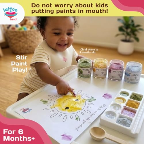 Image of Lattooland Nature Finger Paints for Babies & Toddlers | 100% Natural Taste-Safe & Non-Toxic Finger Baby-Safe Colour Set | Vegetable Based Child -Safe Paint for Sensory Play, Art & Creative Learning