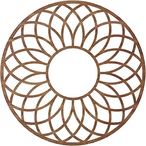 Image of Ekena Millwork 18 inchOD x 6 1 /8 inchID x 3 /8 inchT Cannes Wood Fretwork Pierced Ceiling Medallion, Walnut