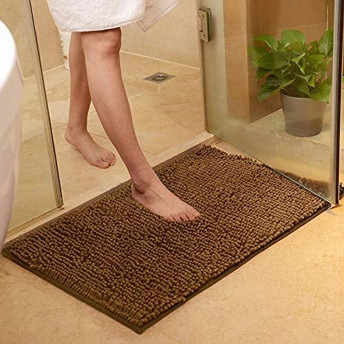 ele ELEOPTION Microfiber Soft Shag Bathroom Mat Rug Kitchen Rug Door Way Feet Mat Anti-slip Strip Absorbent Doormat Bathroom Shower Rugs Shaggy Carpet (Purple, 50x80 cm)