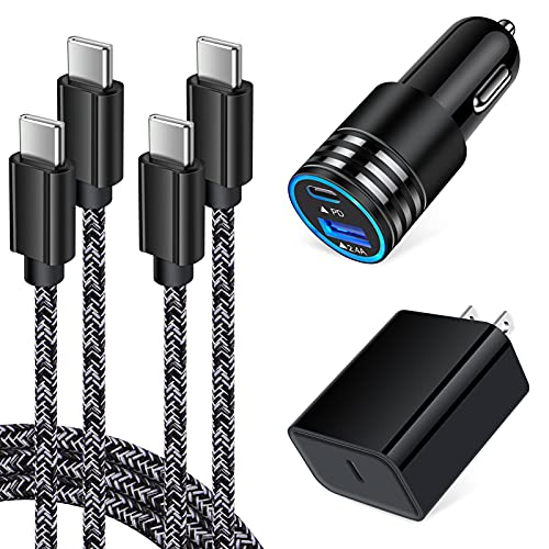 Super Fast Charger for Samsung Galaxy S25 Ultra S24 FE S23 S22 S21 S20 Z Flip 6 A16 5G A15 A56 A55 A14 A04s A03s A13 A53 A12 A54, 20W USB C Wall Charger, 30W Car Charger, 2-Pack 6ft USB C to C Cable