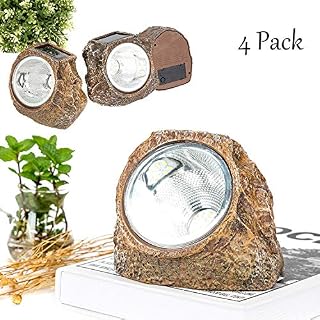 YJFWAL Solar Rock Lights, 10 LED Waterproof Outdoor Solar Garden Stone Rock Lights