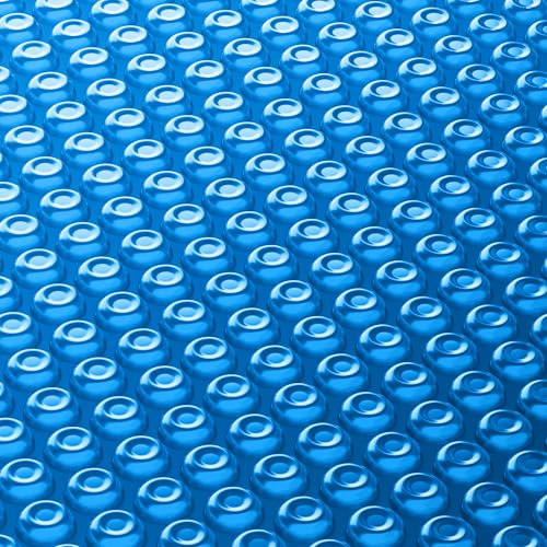 Real Relax Durable 12-mil Solar Pool Cover for Inground & Above Ground Pools, Heavy-Duty Heat Retaining Bubble Blanket for Irregularly Shaped Pool, Blue (16×32FT)