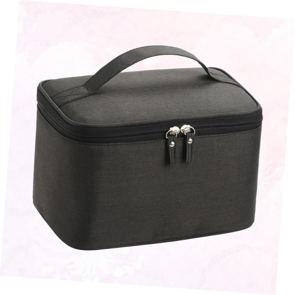 POPETPOP 2pezzi Borsa Cosmetica Compatta Per Viaggio Organizer Per Trucco e Necessità Da Bagno Portatile Materiale Elegante Per Attività All Aperto e Viaggi Colorazione Nera Satinata