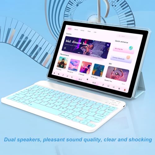 Image of IWEGGO - Android 14 tablet, 10 inch, 8GB RAM+64GB ROM+1TB expandable, 1.8GHz quad-core processor, 2 in 1 tablets with keyboard case and stylus pen, 5G Wifi6, camera