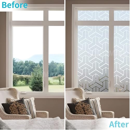 Image of COLORMATE Premium Vinyl Stained Frosted Window Glass Film (24x48 Inch) - Self-Adhesive Wallpaper Sticker Opaque Tint for Window Glass Privacy Cover, Door, Office, Home.| Anti-UV. 3D Arrow Design