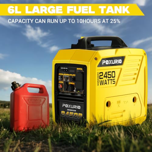 Generador Inversor de Combustible Dual POXURIO 2450W, Tanque de 6L, 120V, Super Silencioso, Azul miniatura 4