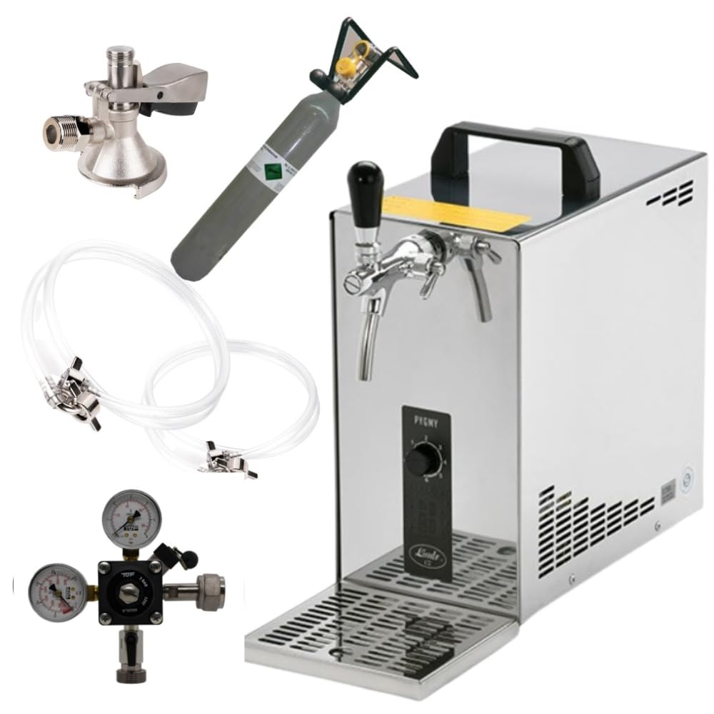 Zapfanlage Trockenkühler Edelstahl 35l/h Komplettset 500g Co², Uhr, Schläuche Keg