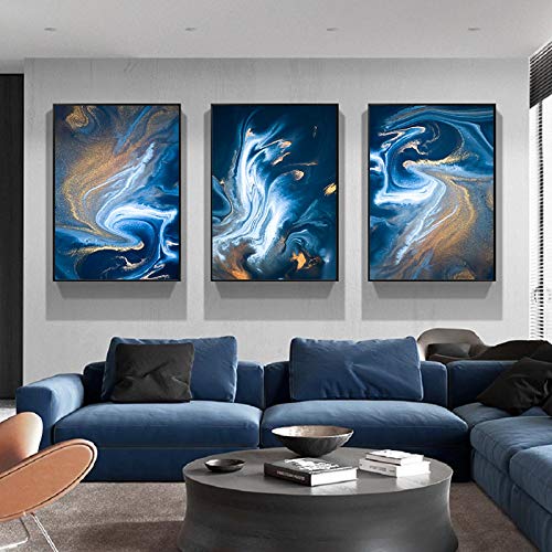Affiches et impressions nordiques de vagues bleues pour art mural chic