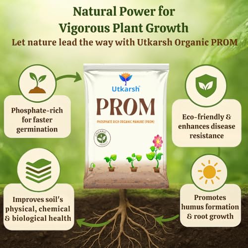 Image of Utkarsh PROM - Phosphate Rich Organic Manure for Plants, Home & Garden - 5 Kg Granules, 100% Water Soluble Organic DAP for Plants Growth, Bio DAP to Improve Flowering, Fruiting & Vegetables; Pack of 1