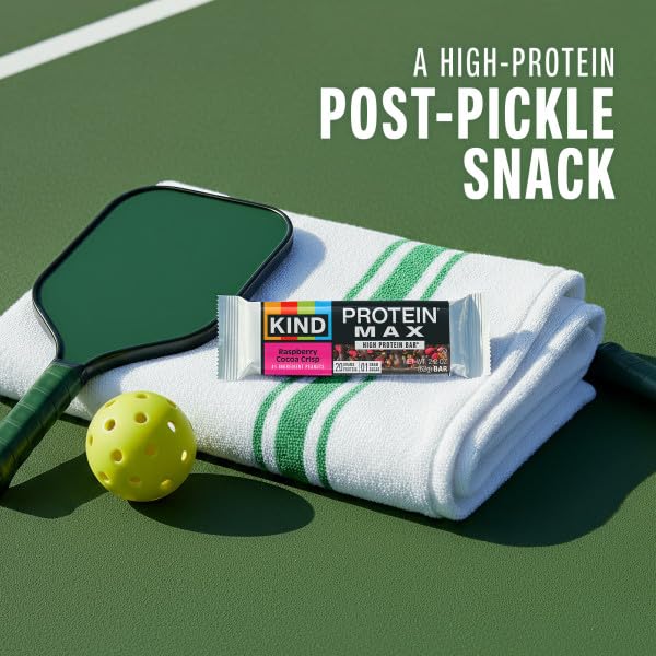 Image of KIND Protein MAX Bars, Raspberry Cocoa Crisp, Gluten Free, Low Sugar, High Fiber Snacks, 20g Protein, 24 Count