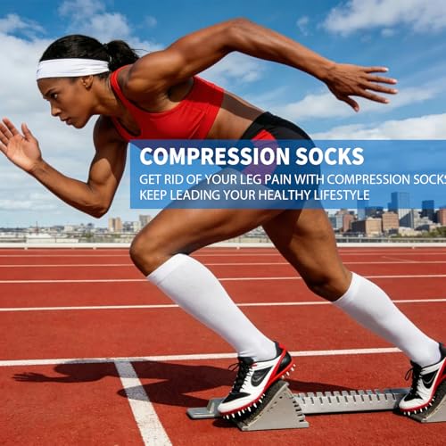 Image of 3 Pairs Knee High Graduated Compression Socks For Women and Men - Best Medical, Nursing, Travel & Flight Socks - Running & Fitness - 15-20mmHg