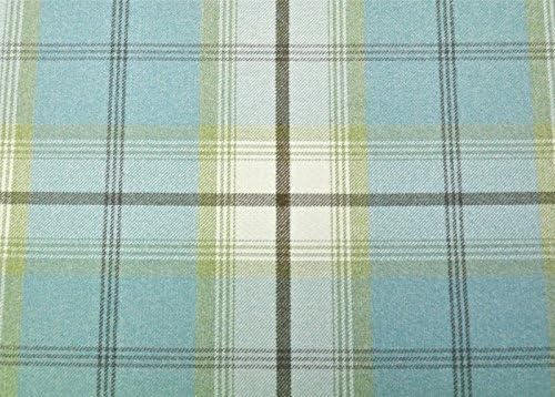 Porter and Stone Balmoral Wool Effect Thick Tartan Check Curtain & Upholstery Fabric - Duck Egg