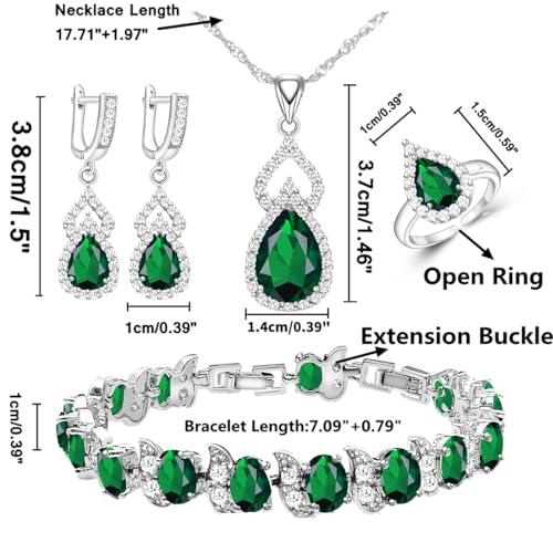 LMXXVJ Women Jewelry Set Platinum Plated Necklace Open Ring Earrings Bracelet Set,Birthday/Anniversary Mother’s Day Jewelry Gifts for Mom/Wife/Sister/Best Friend 5