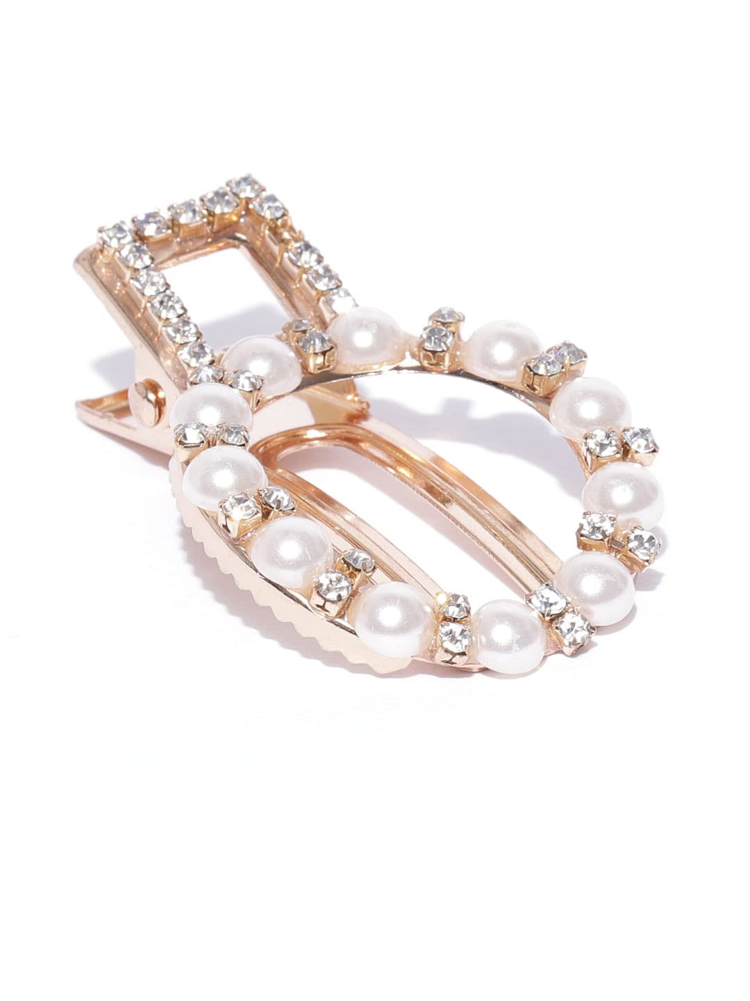Pipa Bella by Nykaa Fashion Stylish Pearl and Stone Embellished Round Hair Clip