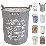 LessMo 17.7" Laundry Basket, Foldable Laundry Basket Storage Sorter, Drawstring Waterproof Closure for Dust-proof, for Room, Large Cotton and Linen Fabric