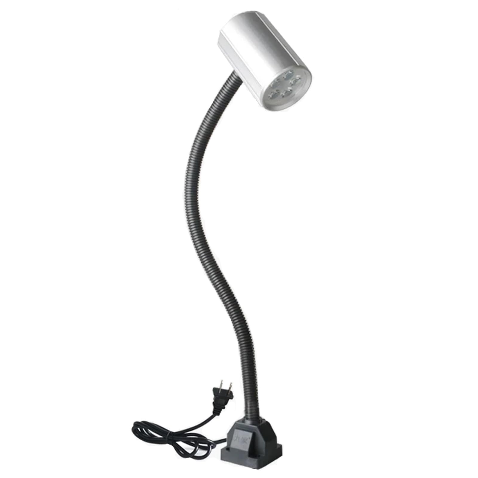 Lampada Flessibile a Collo D'oca, Lampada da Lavoro per Macchine, Lampadas Industriale da 110-220V per Utensili, con Interruttore Impermeabile, da Fissare con Viti(Silver,5W)