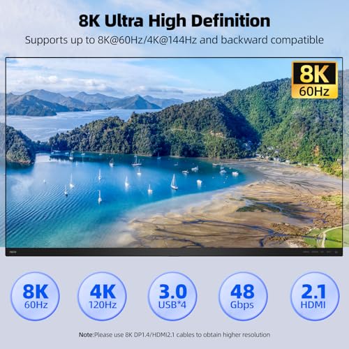 Image of HDMI Dispalyport KVM Switch 3 Monitors 3 Computers 8K@60Hz 4K@144Hz, USB3.0 KVM Switches Triple Monitor for 3 PC Share 3 Screens and 4 SUB3.0 Ports, Support Extended /Mirror Mode, with Wired Controller
