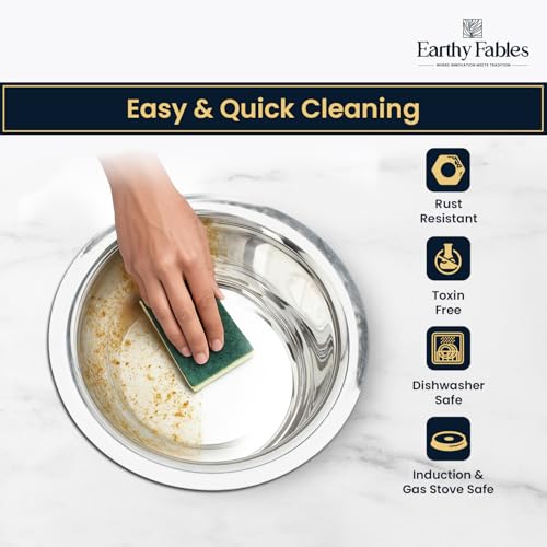 Image of Earthy Fables Stainless Steel Tope /Patila /Bhogona /Tapeli for Milk, Boiling - 0.8kg, Heaviest in Class, Better Nutrition & Heat Distribution, Uses Less Oil & Gas, Stove & Induction Bottom,16cm, 1.5 L