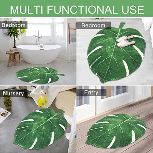Haocoo Area Rugs 2'X3' Leaves Velveteen Green Bath Mat Non-Slip Soft Bathroom Rugs Luxury Microfiber Bath Rug Machine Washable Door Carpet For Doormats Tub Shower Christmas Decor #TOP5